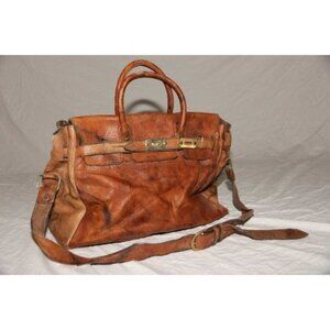 Vintage Genuine Leather Carry On Bag Luggage Handmade In Argentina Shoulder